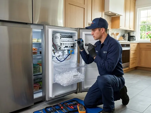 Appliance Repair Hero technician repairing a refrigerator ice maker in Annville, PA